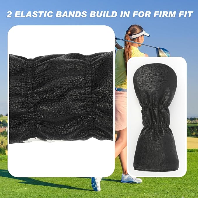 Golf Head Covers for Driver and 5 Wood - PU Leather Golf Headcovers Fits Standard 460cc Driver and Fairway Woods Head Golf Club