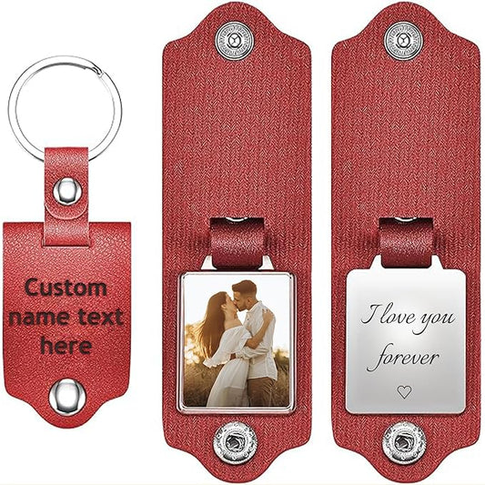 Custom Keychains with Picture Personalized Photo Logo Text Customized Key Chain for Boyfriend Dad Men Women Gifts