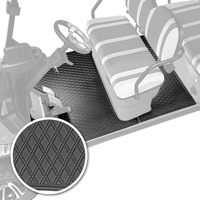 Xtreme Mats ICON Compatible Full Coverage Golf Cart Floor Mats Set (1st & 2nd Row Mats) Fits ICON 4F & 6 Seater Golf Carts - i40F, i40FL, i60, i60L - All Black