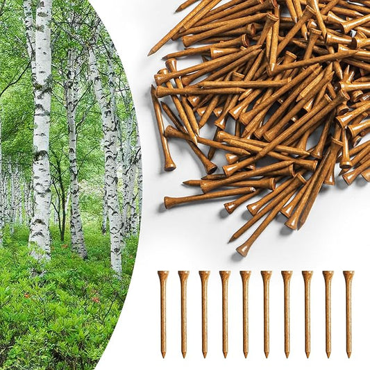 Amy Sport Golf Tees Western Birch Wood 5X More Durable 5X Stronger Value 50 Pack 1 1/2 2 3/4 3 1/4 Inch, Reduce Friction Wooden Long-Lasting, Spin Tall Sturdy Base for Stability