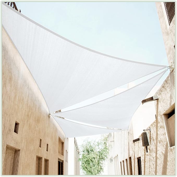 ColourTree 14' x 14' x 19.8' White Sun Shade Sail Right Triangle CTSLRT14 by ColourTree