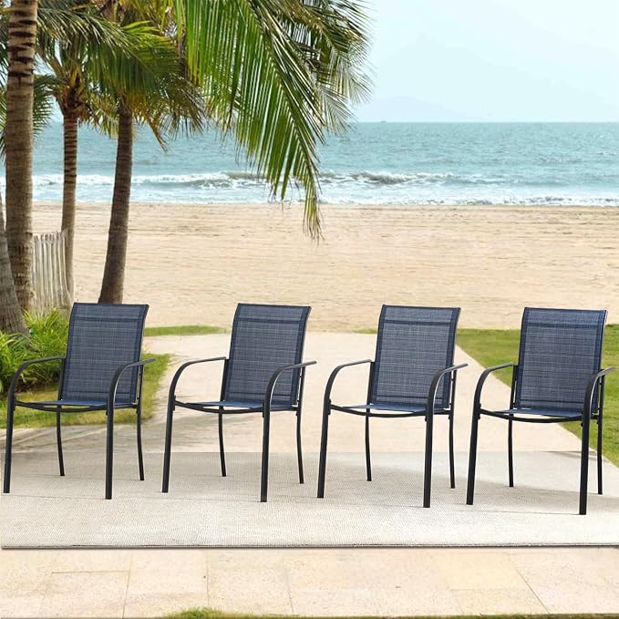 Outdoor Dining Chairs Set of 6, Stackable Patio Chairs - Image 2