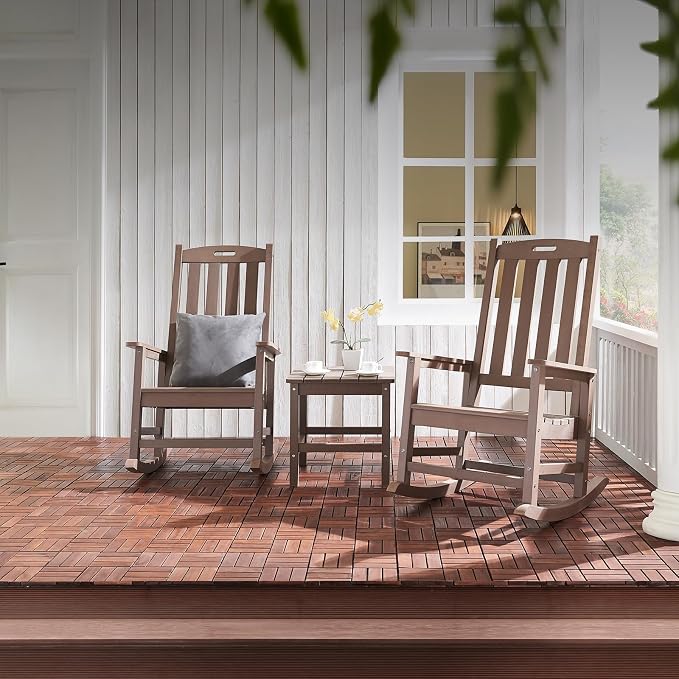 Outdoor Rocking Chairs Set of 2, Oversized Porch Rocker | Weather Resistant - Image 6