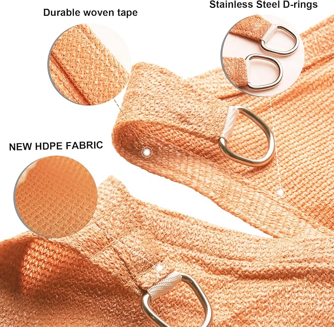 Sun Shade Sail 12'x13' Peach Fuzz Rectangle Custom Size | 95% UV Block - Image 3