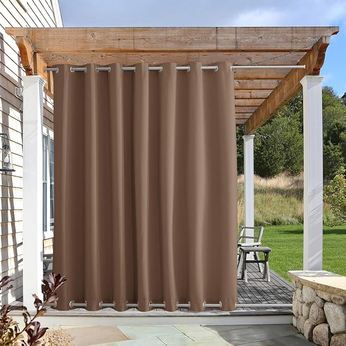 NICETOWN Outdoor Patio Curtain Windproof and Waterproof, Grommet Top & Bottom by NICETOWN