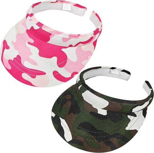 2 Pack Visor Women Men Sun Hat Clip On Visors Adjustable Sport Wide Brim Cap