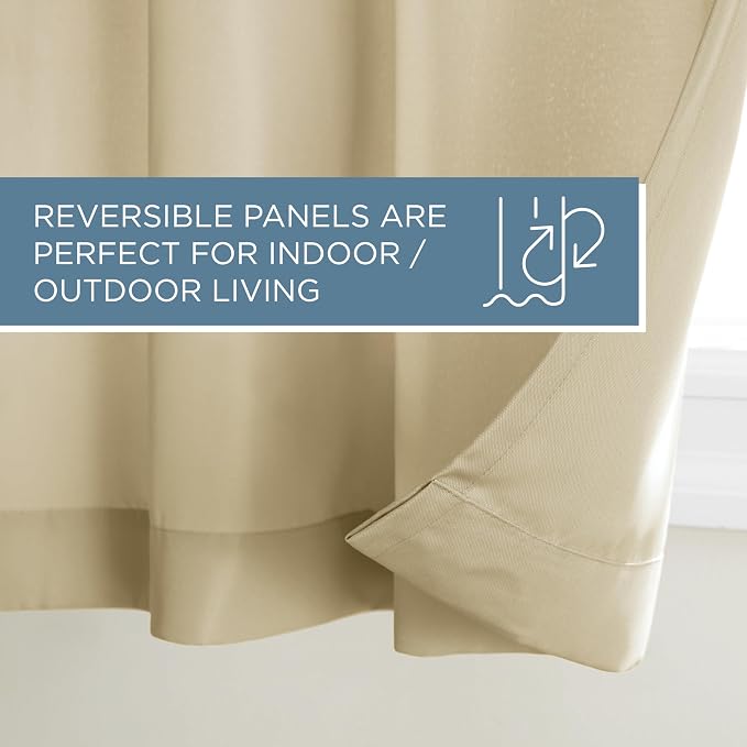 TOWN & COUNTRY BASICS Outdoor Curtain Natural Solid Heavyweight | 54"W x 108"L - Image 6