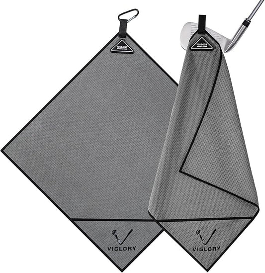 Magnetic Golf Towel for Bag 18" x 18" with Clip Exclusive Cleaning Pocket Microfiber Waffle Ultra Absorbent Club Ball Cleaner Essential Golf Accessories and Gifts for Men Women(Grey 1 Pack)
