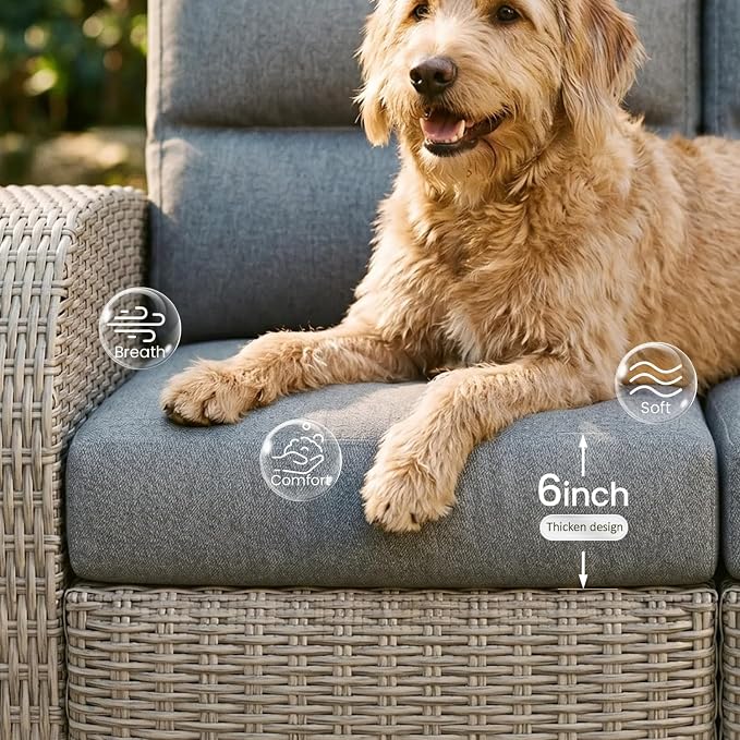 Oversized 3 Pieces Wicker Outdoor Recliner Loveseat - Image 4