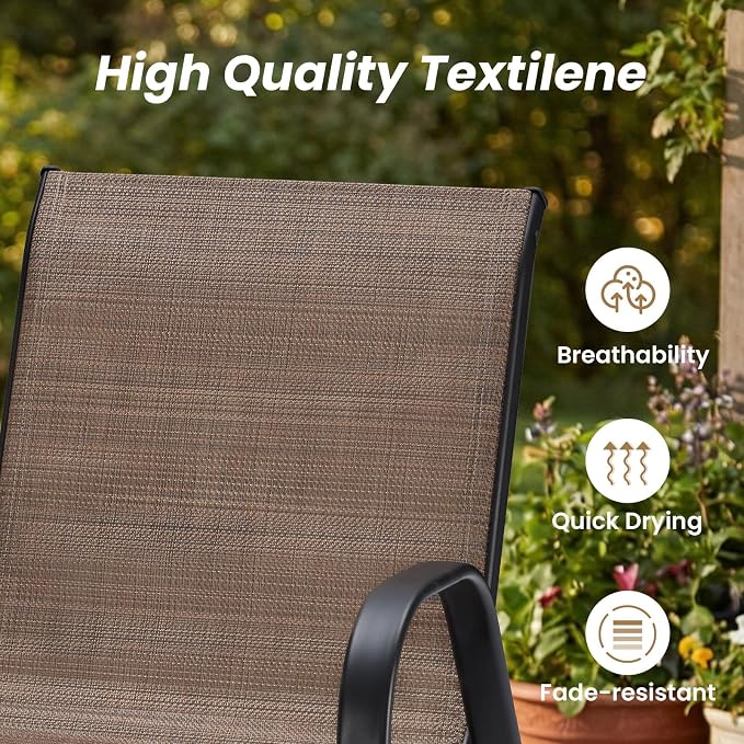 Patio Chairs Set of 6, Stackable Outdoor Chairs - Image 6