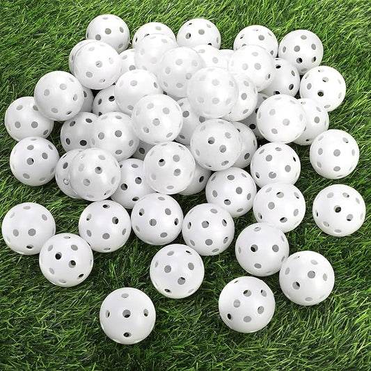 100 Pack Practice Golf Balls, Plastic Golf Training Balls 41mm Hollow Airflow Golf Balls for Driving Range, Swing Practice, Indoor Outdoor Use, White