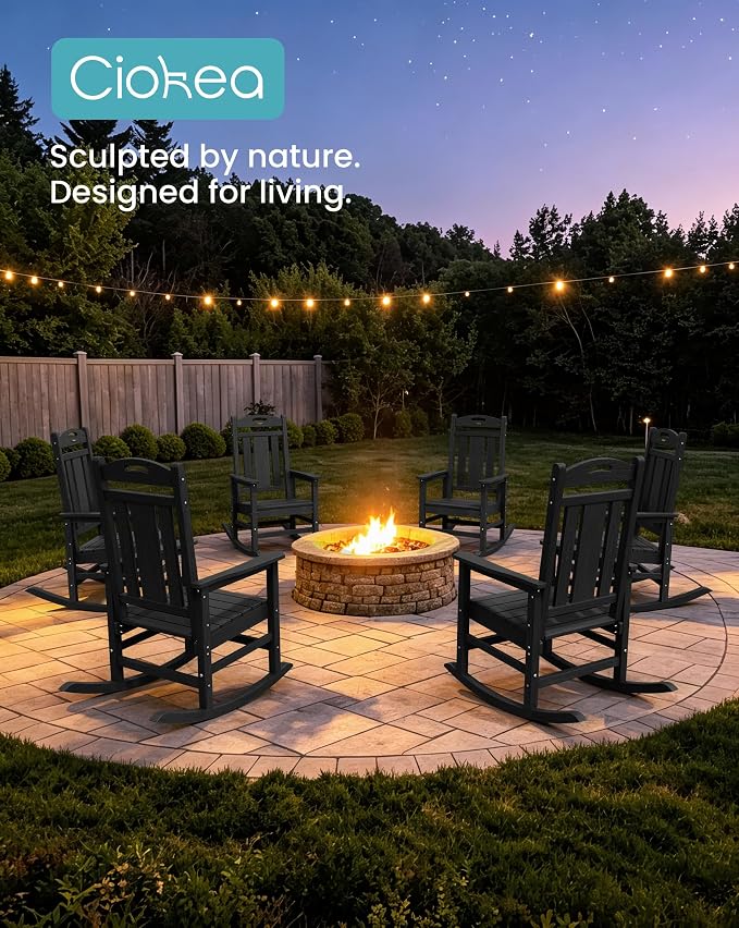 Oversized Outdoor Rocking Chairs Set of 6, 380lbs Heavy-Duty Large Patio Rocker - Image 3