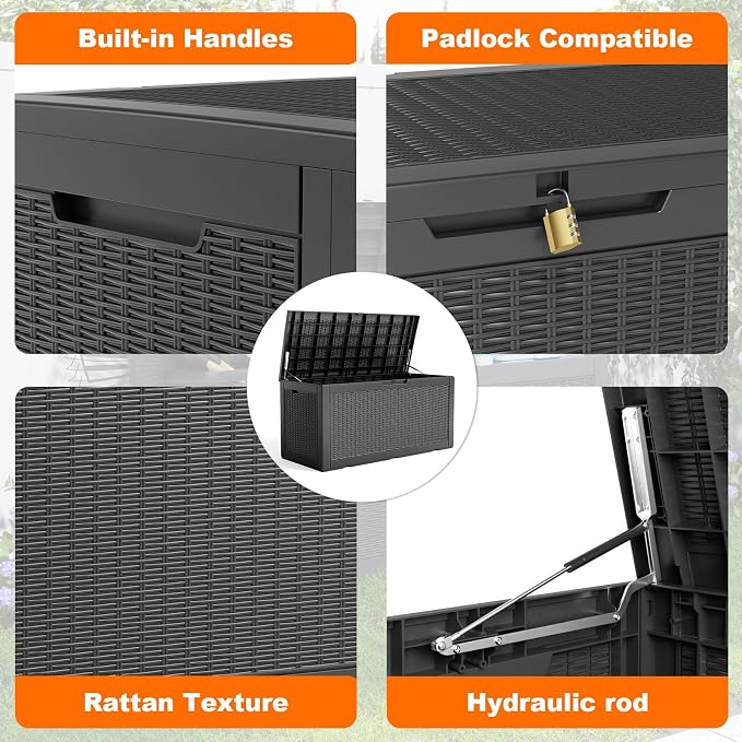 130 Gallon Outdoor Storage Box Waterproof, UV Resistant Resin Deck Box - Image 5
