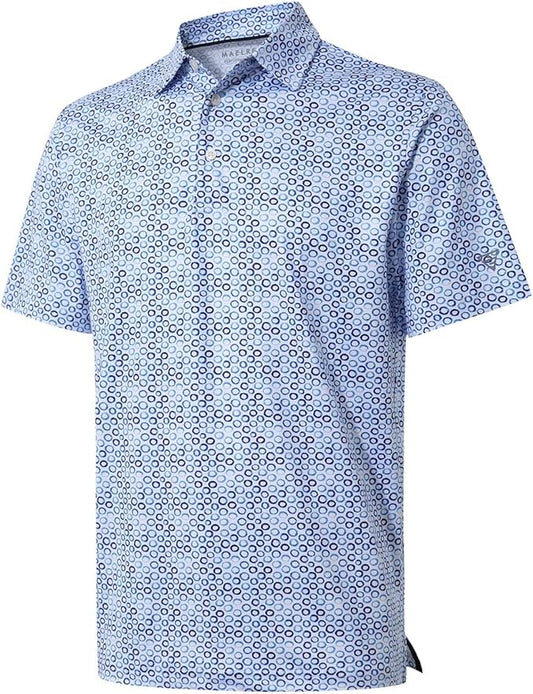 Golf Shirts for Men Dry Fit Short Sleeve Print Performance Moisture Wicking Polo Shirt