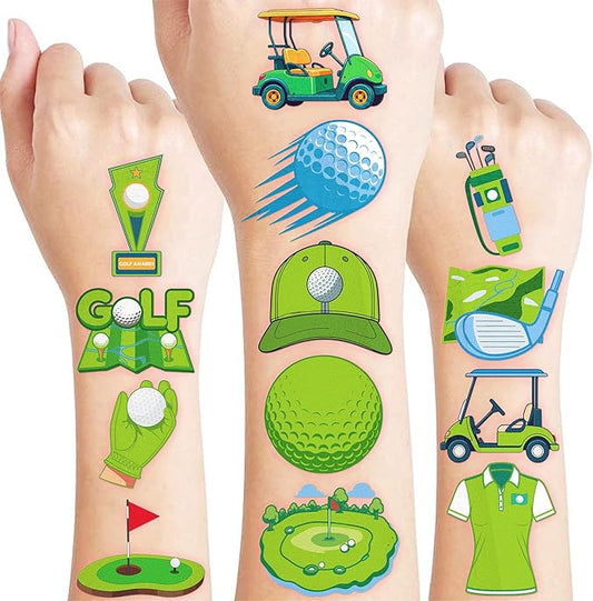 60 PCS Golf Sport Pre-Cut Temporary Tattoos | Super Cute Themed Birthday Party Favors, Supplies, Decorations, Green Sport Fake Tattoo Stickers, School Rewards Prizes & Gifts Boys & Girls, Carnival