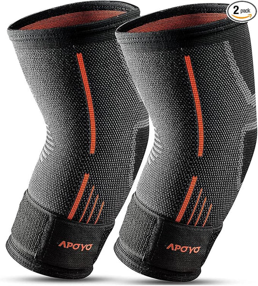 APOYO Elbow Brace for Tendonitis and Tennis Elbow, (Pair) Compression Sleeve for Arthritis, Workouts, Reduce Joint Pain During Fitness Activity (Large)