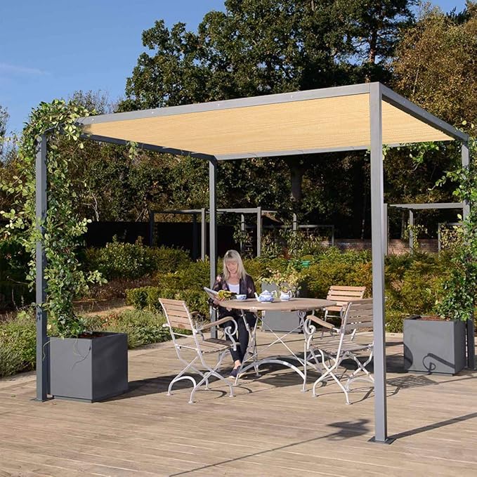 Eden's Decor Straight Flat-Edged Sun Shade Sail Rectangular 11' x 14' Beige - Image 6