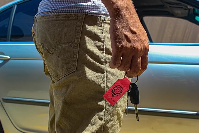 LaserGram Rectangle Keychain, Coat of Arms Germany, Personalized Engraving Included (Carbon Fiber Red)