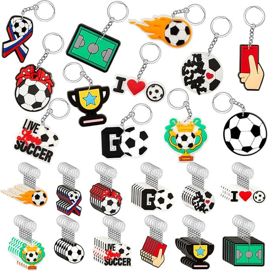 Batiyeer 72 Pack Soccer Keychains Bulk Party Favors Sports Ball Key Chains Funny Keyring Gifts for Women Men Birthday Supplies