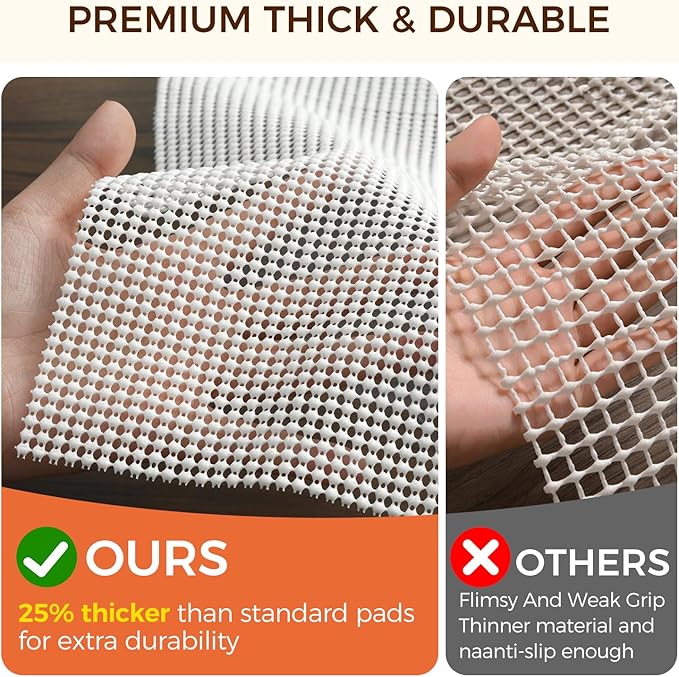 BAGAIL BASICS 3 x 5 FT Rug Pad Gripper for Hardwood Floors, Non Slip Rug Pads for Area Rugs, Extra Thick Under Rug Padding, Protect Your Rugs & Floors
