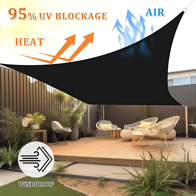 Shade&Beyond 4'x4' Sun Shade Sail Canopy Rectangle, UV Block Breathable Black - Image 2