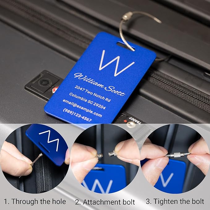 Personalized Luggage Tags for Suitcases Custom Metal Name Tags for Backpacks Bags Travel - Small (Orange)
