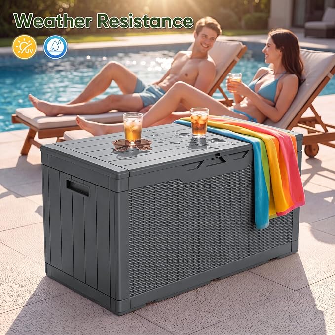 Flamaker Outdoor Storage Box 100 Gallon Waterproof Resin Deck Box | Large - Image 6
