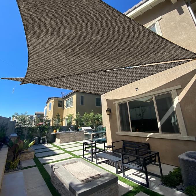 Sun Shade Sail 12' x 12' x 17' Brown Triangle Shade Cover | Outdoor sun shade by SUNLAX