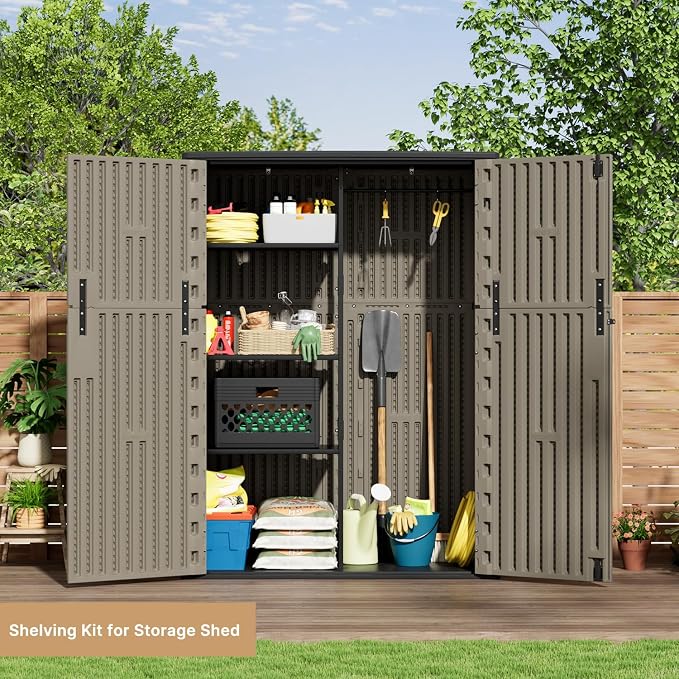KINYING Outdoor Vertical Storage Shed, 57 Cu.ft Outdoor Storage Cabinet - Image 8