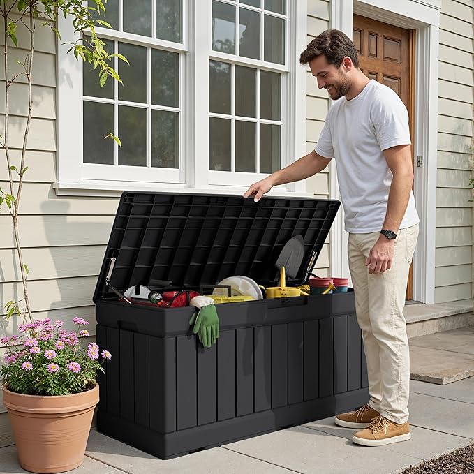 Devoko 78 Gallon Deck Box, Waterproof Resin Outdoor Storage Box | Outdoor - Image 7