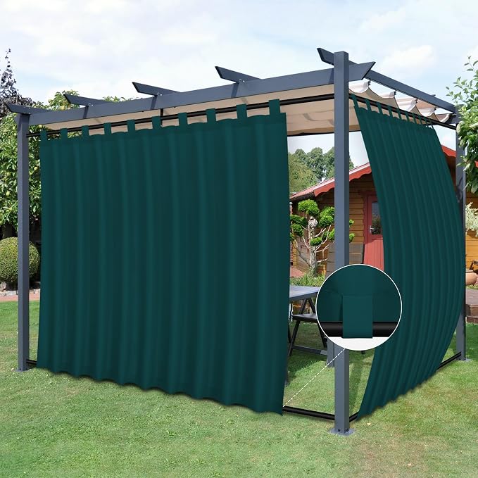 Easy-Going Outdoor Patio Curtains 2 Panels, 110x120 inch, Teal | Privacy by Easy-Going