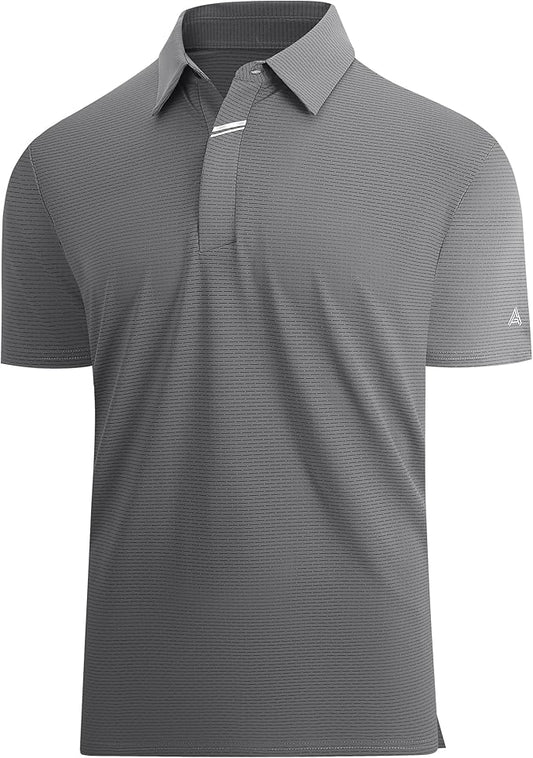 Esabel.C Jacquard Golf Shirts for Men Moisture Wicking Short Sleeve Performance Dry Fit Active Mens Polo Shirts