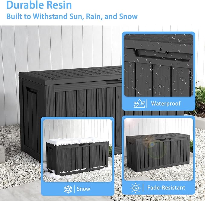 85 Gallon Outdoor Deck Box, Resin Waterproof Storage Box - Image 7