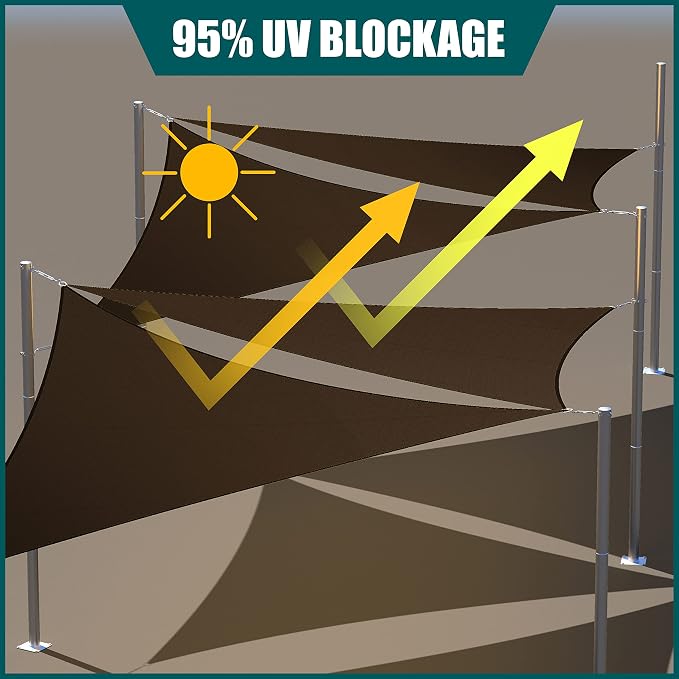 Royal Shade 6' x 6' x 8.5' Brown Triangle Waterproof Sun Shade Sail Order to - Image 3