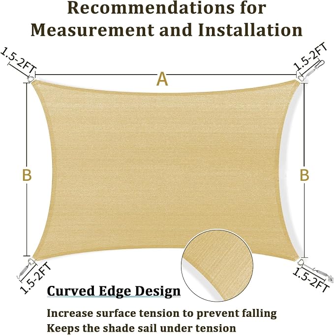Shade&Beyond 16'x18' Sun Shade Sail Canopy Rectangle, UV Block Breathable - Image 5