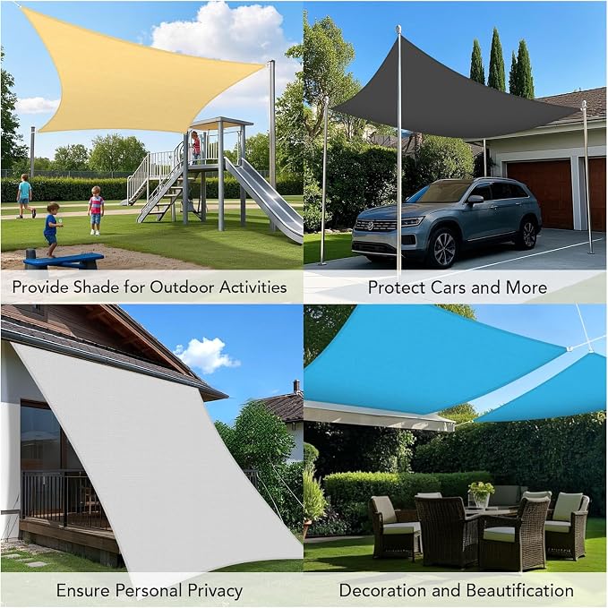 Shade&Beyond 14'x20' Sun Shade Sail Canopy Rectangle, UV Block Breathable Black - Image 3