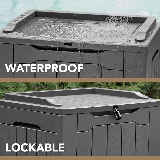 Devoko 30 Gallon Resin Deck Box Outdoor Indoor Waterproof Storage Box - Image 2