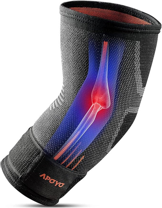 APOYO Elbow Brace for Tendonitis and Tennis Elbow, Compression Sleeve for Arthritis, Workouts, Reduce Joint Pain During Fitness Activity (XX-Large)