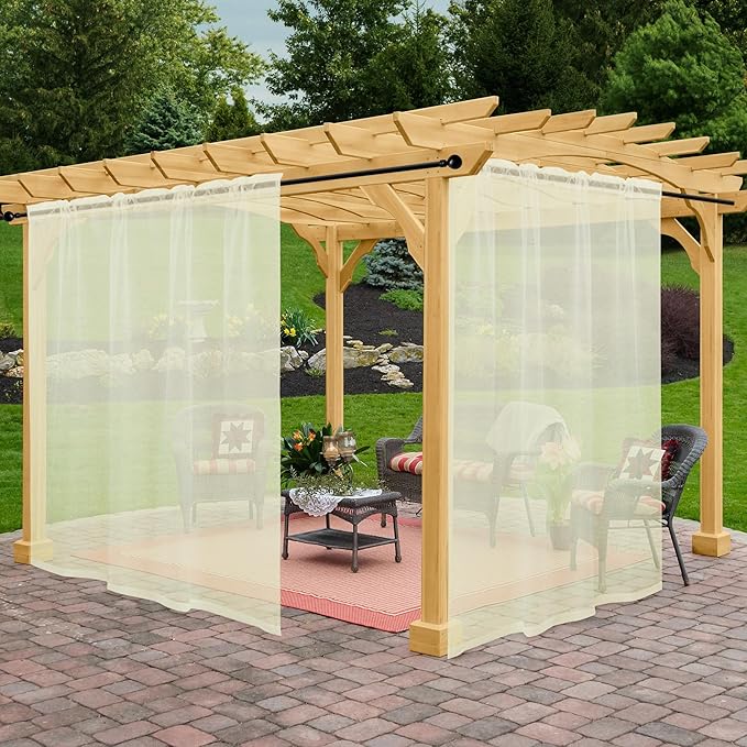 Outdoor Sheer Curtains for Patio Waterproof, 2 Panels Rod Pocket Indoor/Outdoor by Awnmeow