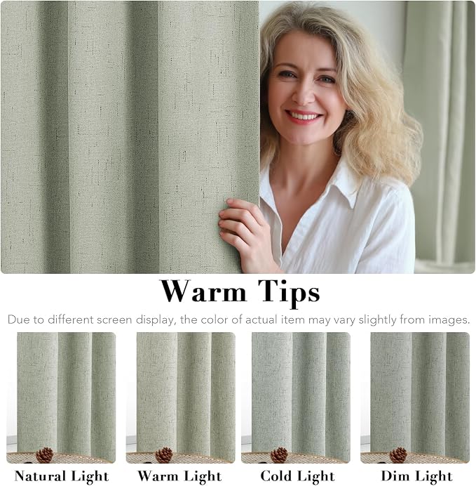 H.VERSAILTEX Linen Blackout Curtains 72 Inches Long 100% Absolutely Blackout - Image 5