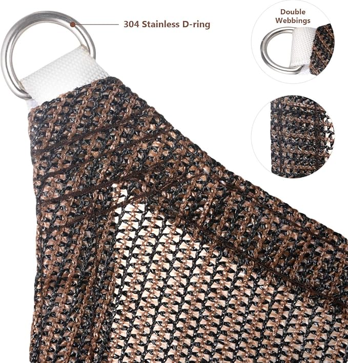 Eden's Decor Straight Flat-Edged Sun Shade Sail Rectangular 12' x 13' Brown - Image 2