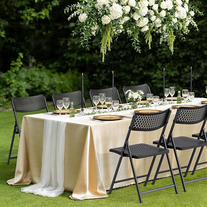 Black Folding Chairs 4-Pack, Breathable Plastic - Image 5