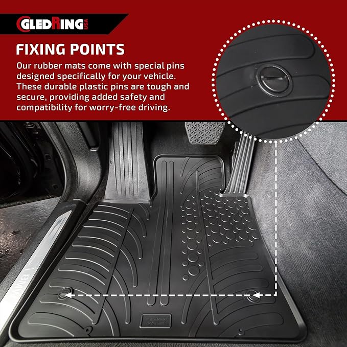Gledring USA Custom Fit All-Weather Rubber Floor Mats Intended for Volkswagen Tiguan (AD/BW) 2018-2024, No Trimming Required, Tailored Custom Fit, Protects from Rain, Mud, & Snow.
