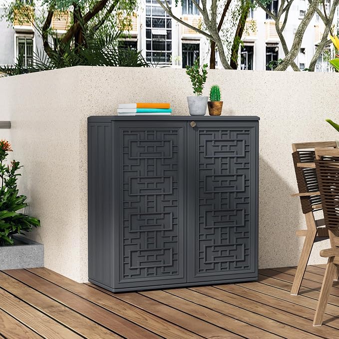Mrosaa Storage Box Outdoor Caninet, Resin Indoor Storage Box Waterproof Outdoor - Image 7