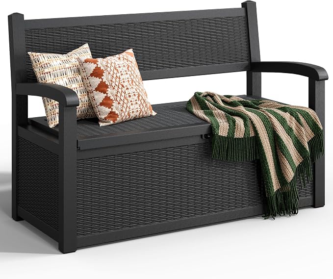 80 Gallon Outdoor Storage Bench, Resin Outdoor Storage Box by Unknown