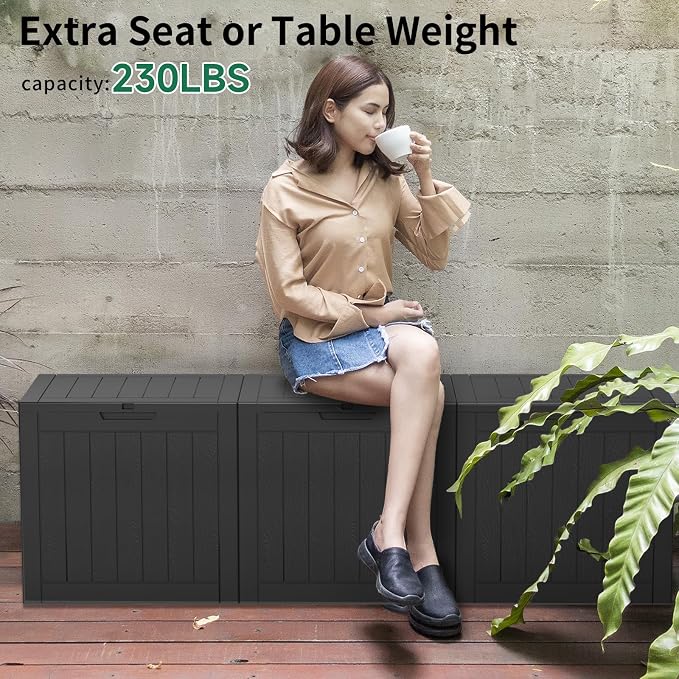 31 Gal Deck Box Waterproof Indoor Outdoor Storage Box | Resin storage bin - Image 5