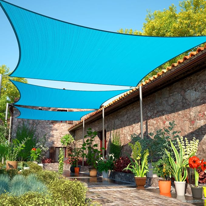 20' x 22' Turquoise Sun Shade Sail UPF50 Rectangle smTAPR0816 Canopy Fabric by ShadeMart