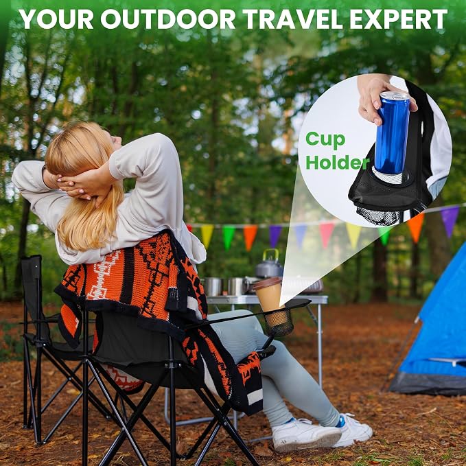 2 Pack Portable Camping Chairs Folding Lawn Chair Outdoor Lightweight Beach - Image 6