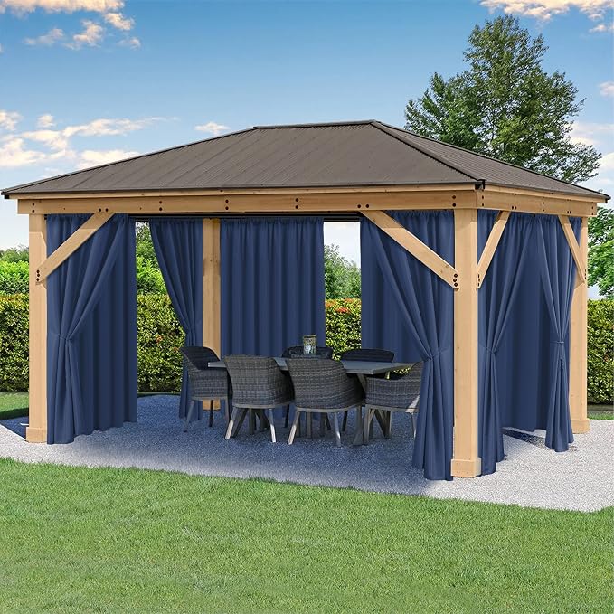 Outdoor Curtains for Patio Waterproof Rod Pocket 6 Pcs 54x95 Inch Navy | by HolidayIdeas