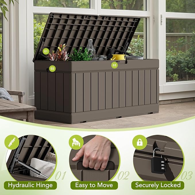 Devoko 78 Gallon Deck Box, Waterproof Resin Outdoor Storage Box | Outdoor - Image 2